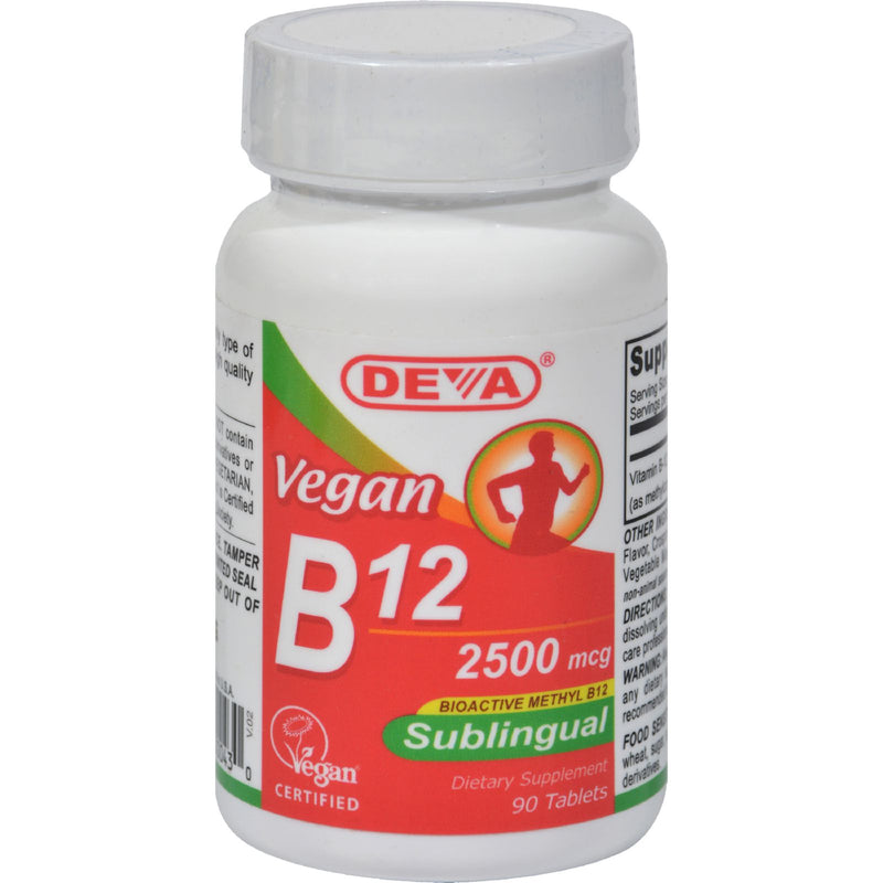 Deva Vegan Vitamins Sublingual Vitamin B-12 for Energy with Methylcobalamin, 2500 mcg, 90 Tablets - Cozy Farm 