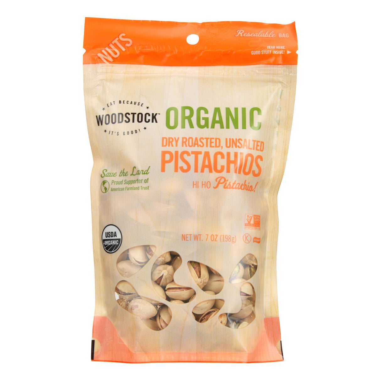 Woodstock Organic Dry Roasted Unsalted Pistachios, 8 x 7 Oz. Packs - Cozy Farm 