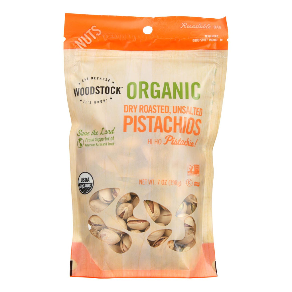 Organic Woodstock Pistachios, Dry Roasted and Unsalted (Pack of 8 - 7 Oz.) - Cozy Farm 