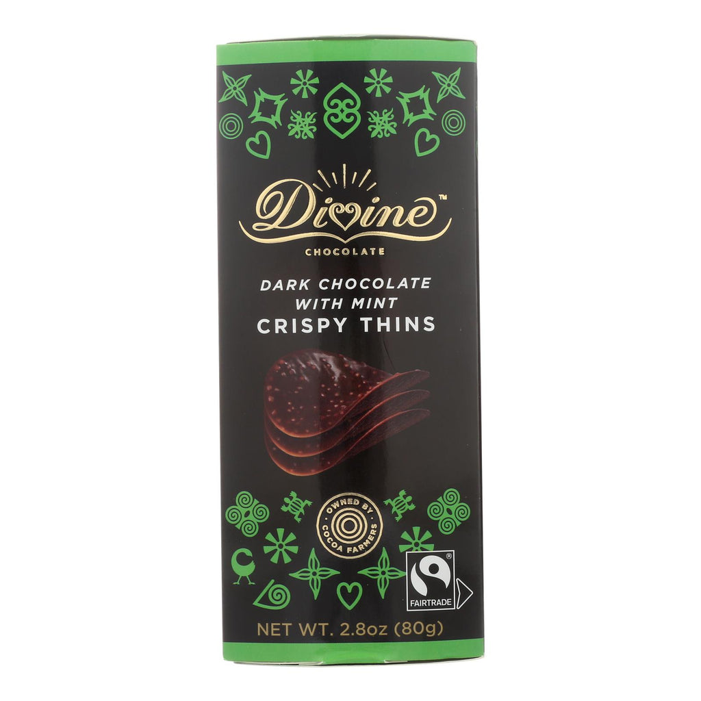 Divine Crisp Thins Dark Chocolate Mint (Pack of 12 - 2.8 Oz.) - Cozy Farm 