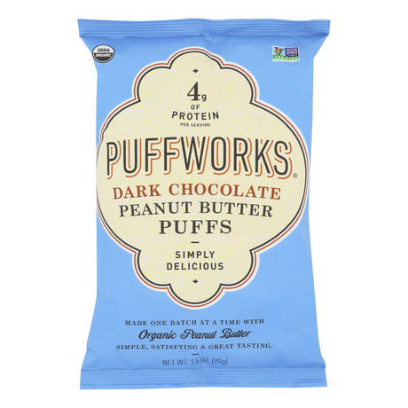 Puffworks Gluten Free Dark Chocolate Peanut Butter Bites - 8 Pack, 3.5 Oz. Each, 0.9 Degrees Temperature - Cozy Farm 