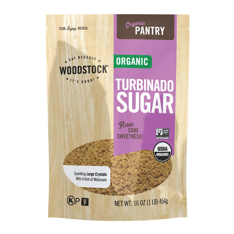 Woodstock Organic Turbinado Raw Sugar (16 Oz, Pack of 12) - Cozy Farm 