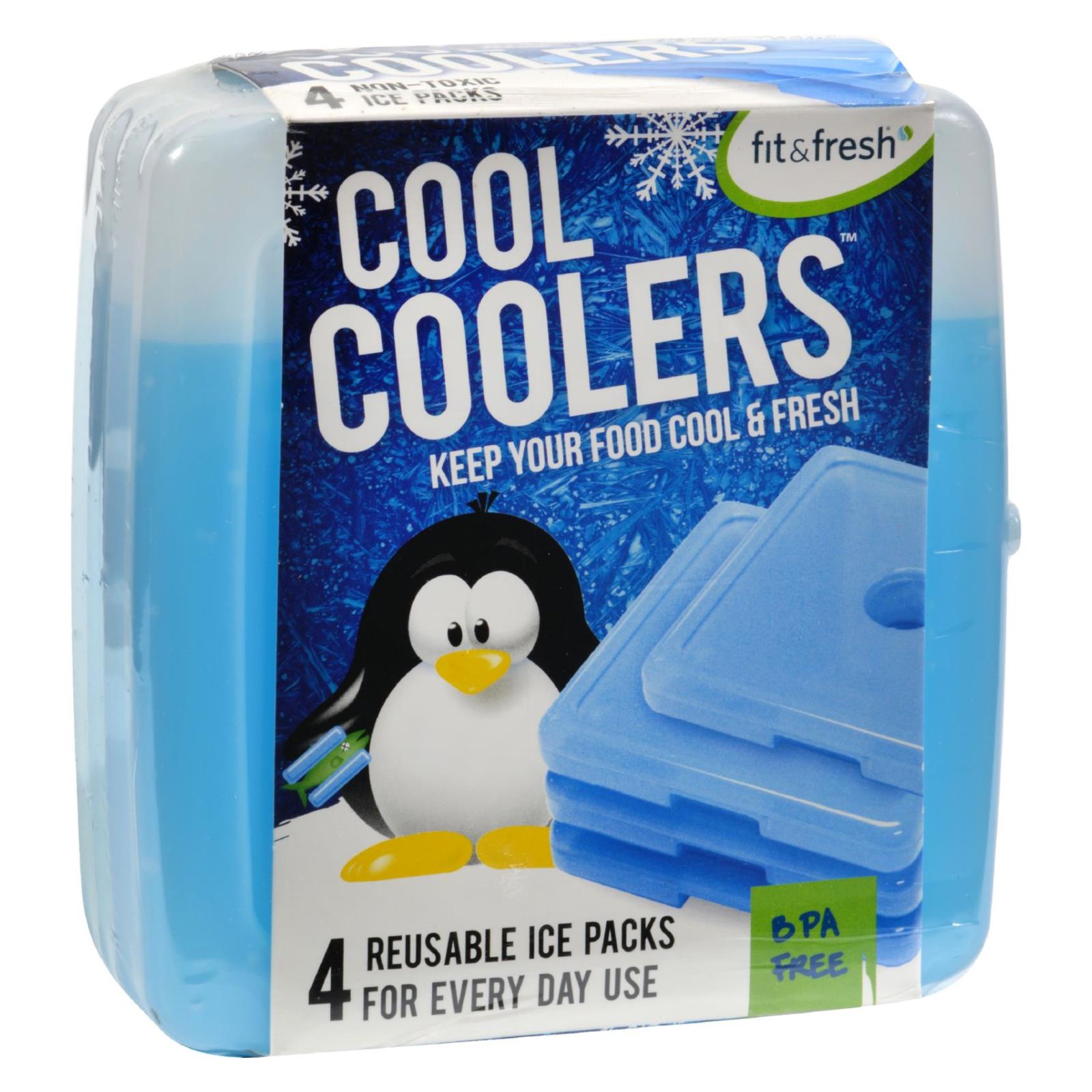 Fit and Fresh Ice Packs - Cool Coolers - Multicolored Penguin - 4 Count