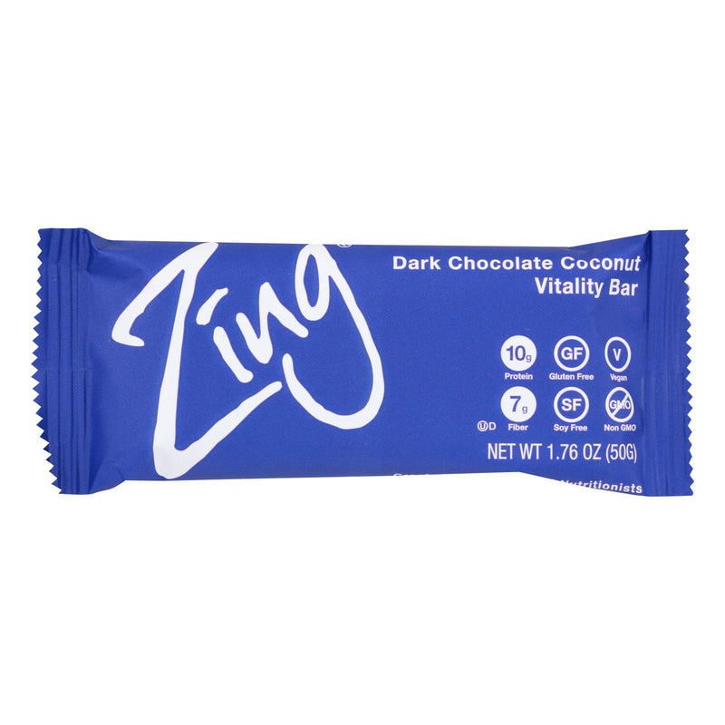 Zing Bars - Nutrition Bar - Dark Chocolate Coconut - 1.76 Oz Bars - Case Of 12 - Cozy Farm 