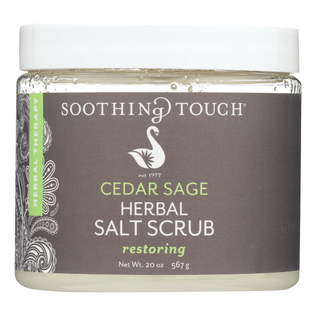 Soothing Touch Cedar Sage Herbal Salt Scrub, 20 Oz - Cozy Farm 