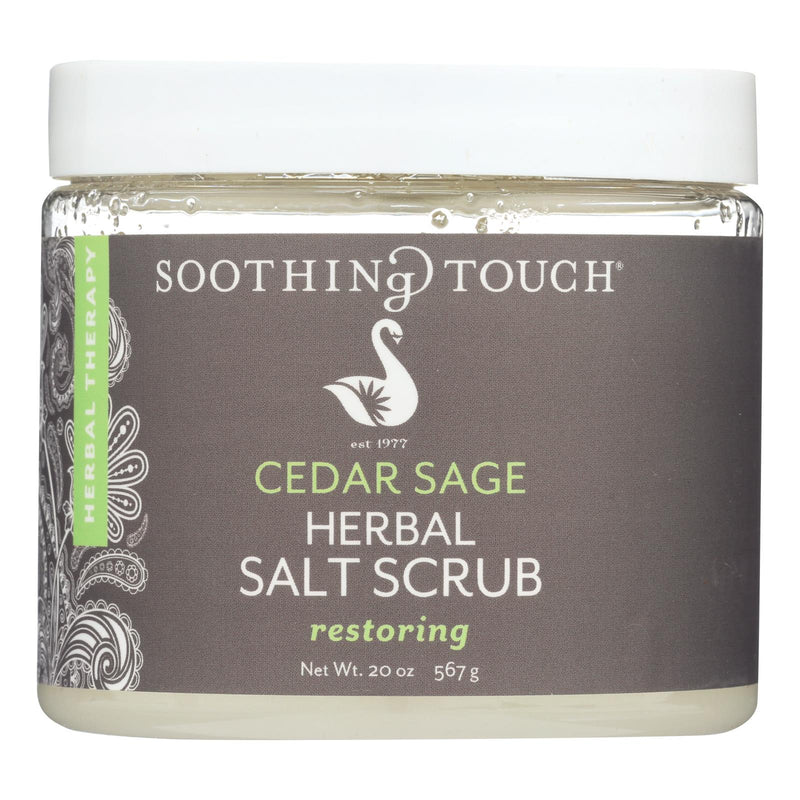 Soothing Touch Cedar Sage Herbal Salt Scrub, 20 Oz - Cozy Farm 