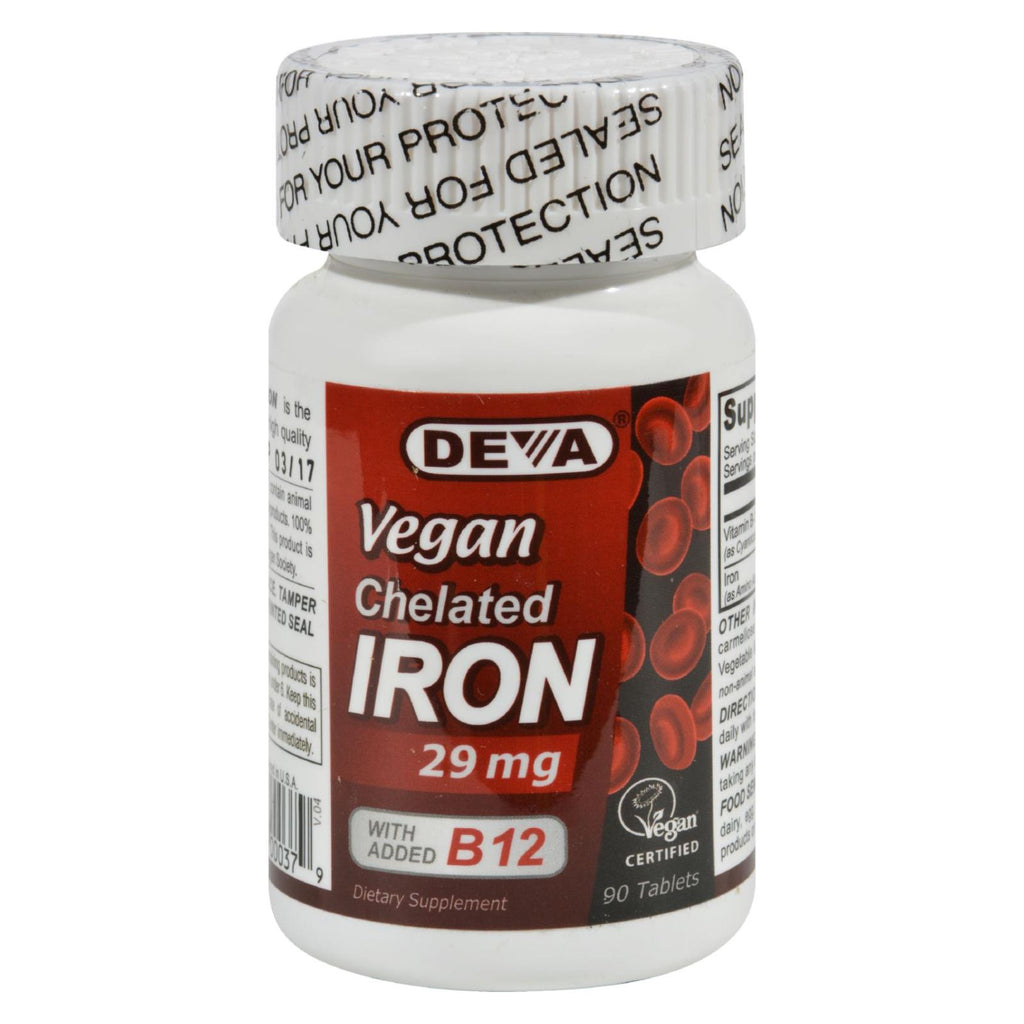 Deva Vegan Vitamins Chelated Iron - 29mg (Pack of 90 Tablets) - Cozy Farm 