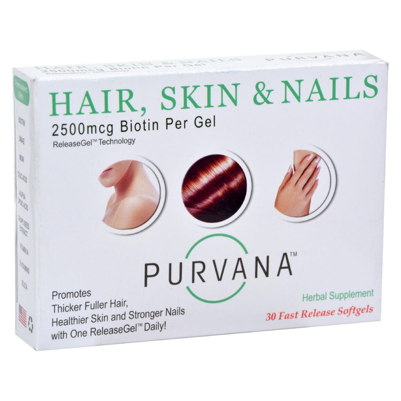 Heaven-Sent Purvana Hair Skin Nails - 2500 mcg Biotin - 30 Softgels - Cozy Farm 