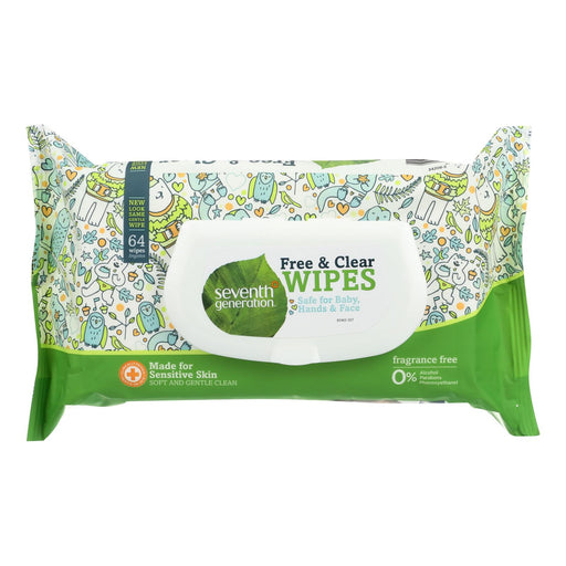 Seventh Generation Free & Clear Baby Wipes - 64 Count (Pack of 12) - Cozy Farm 