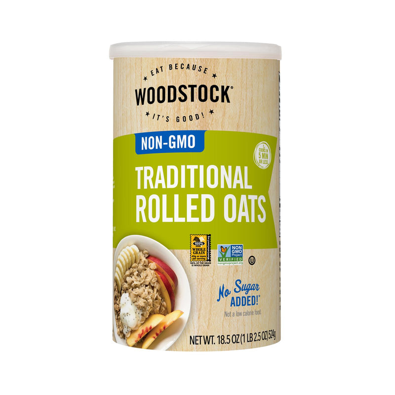Woodstock Traditional Whole Grain Rolled Oats, 16 Oz. (Pack of 12) - Cozy Farm 