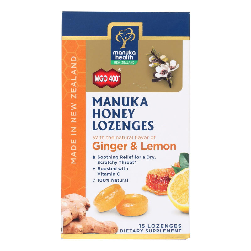 Manuka Health MGO 400+ Manuka Honey Lozenges with Lemon and Ginger (15-Pack) - Cozy Farm 