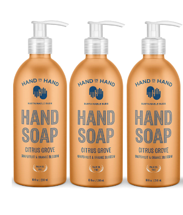Hand In Hand - Liquid Hand Soap Citrus Grove, (3-Pack, 10oz Bottles) - Cozy Farm 