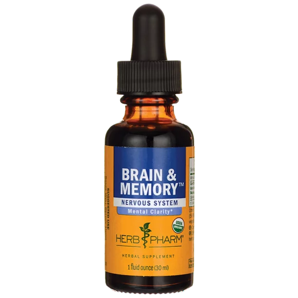 Herb Pharm Brain & Memory Tonic - 1 Fl Oz Herbal Supplement for Cognitive Function - Cozy Farm 