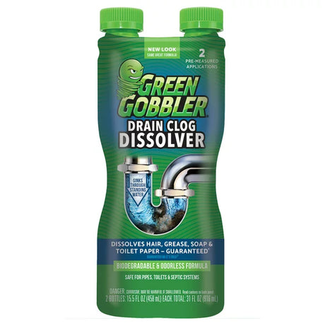 Green Gobbler Dual Temperature Drain Clog Dissolver Liquid, (Pack of 6-31 Oz) - Cozy Farm 