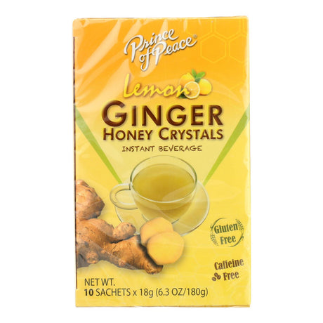 Prince Of Peace Instant Lemon Ginger Honey Crystals (10 tea bags per pack, Pack of 6) - Cozy Farm 