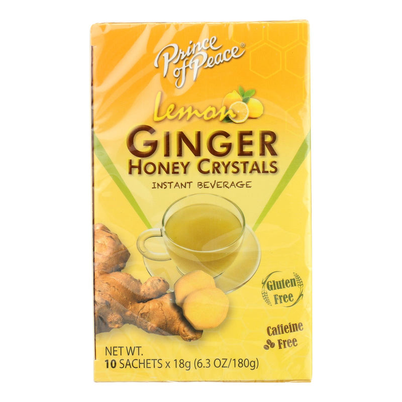 Prince Of Peace Instant Lemon Ginger Honey Crystals (10 tea bags per pack, Pack of 6) - Cozy Farm 
