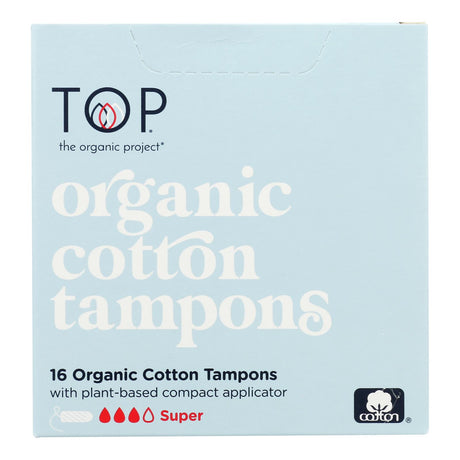 Top The Organic Project Super Absorbent Tampons with Applicator - 1 Count Pack of 16 - Cozy Farm 