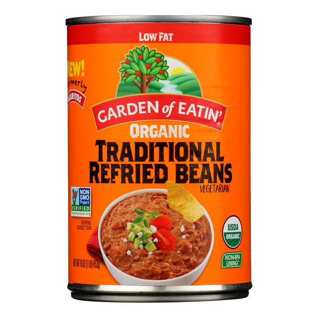 Garden of Eatin' Refried Beans - Traditional Low Fat - 12 x 16 oz Cans - Cozy Farm 