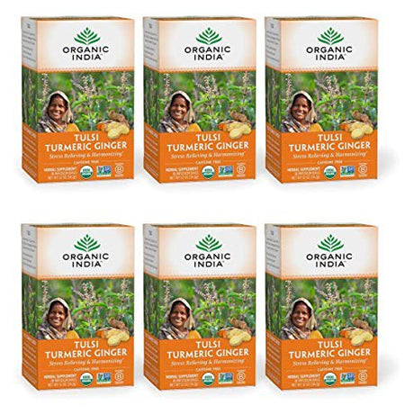 Organic India Tulsi Organic Immune Support Daily Herbal Supplement (Pack of 6 - 18 Ct) - Cozy Farm 