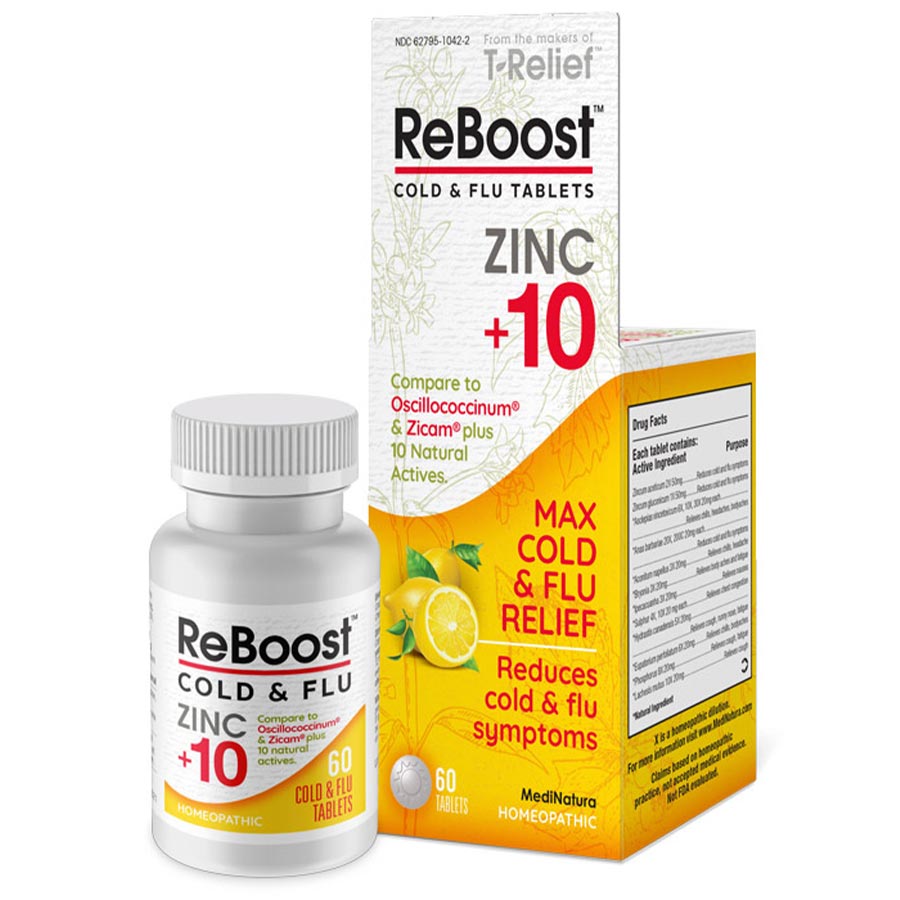 ReBoost-Medinatura (Pack of 60) Tabs Cold/Flu Zinc+10 Lemon - Cozy Farm 