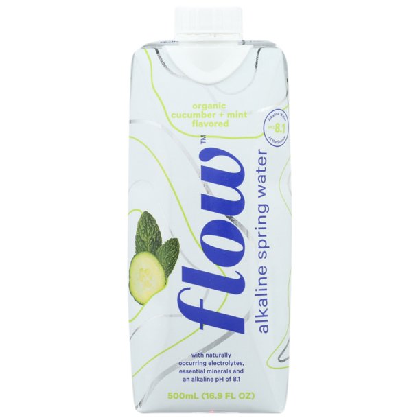Flow Spring Water Alkaline Cucumber Mint (6-Pack 500ml Bottles) - Cozy Farm 