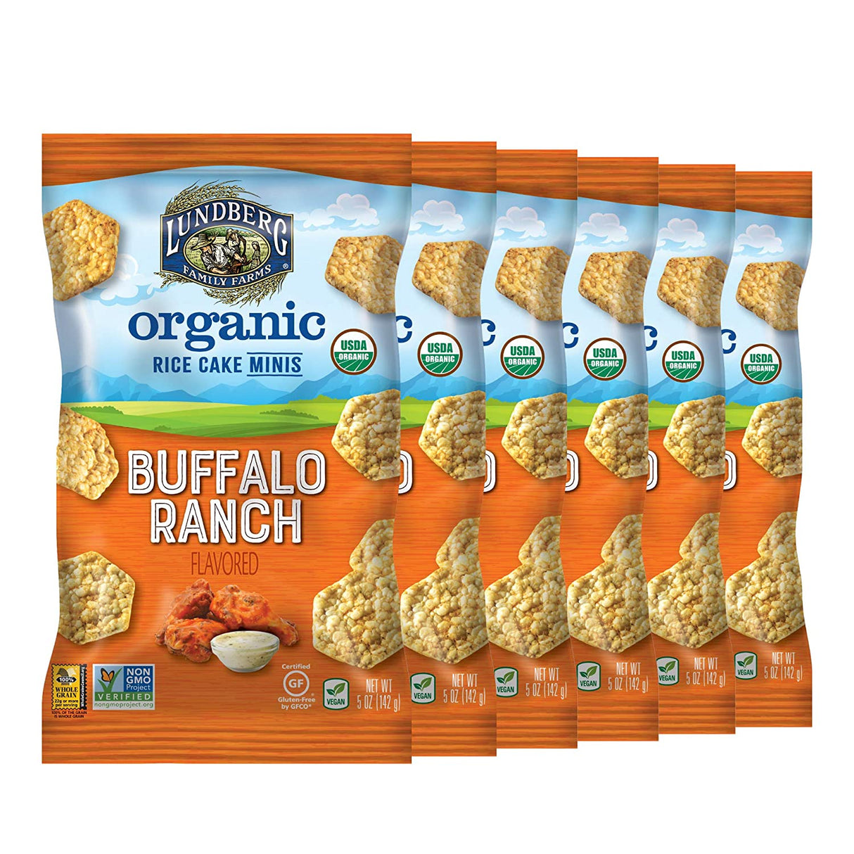 Lundberg Family Farms Mini Chicken Buff Ranch Flavored Brown Rice Cakes (Pack of 6-5 Oz) - Cozy Farm 