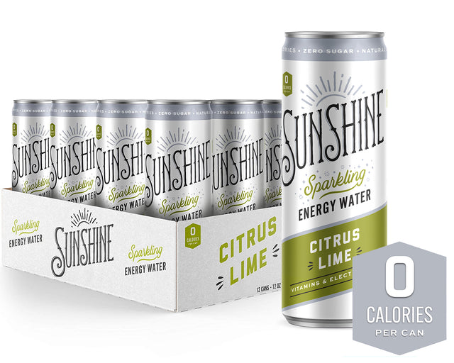 Sunshine ENRG Water, Sparkling Citrus Lime, 12 fl oz (Case of 12) - Cozy Farm 