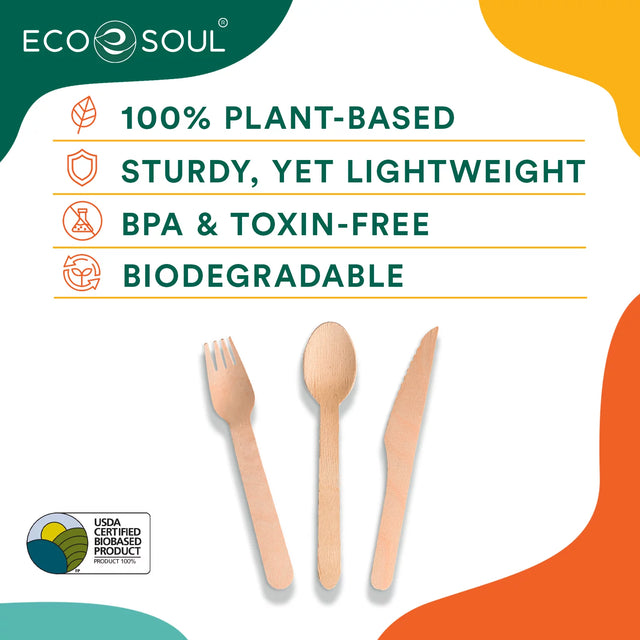 Ecosoul Compostable Cutlery Set - 24 Pieces - Cozy Farm 