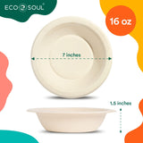 ECOSOUL 16oz Biodegradable Round Bowls, 50 Count Bagasse (Case of 8) - Cozy Farm 