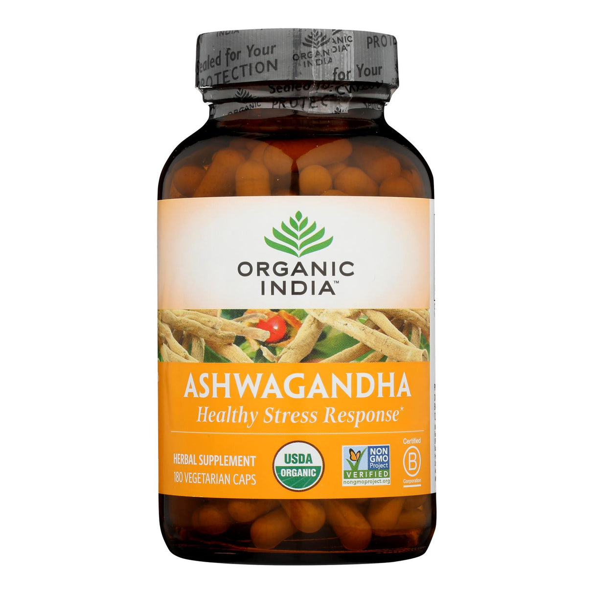 Organic India Ashwagandha 180 Vegetarian Capsules - Cozy Farm 