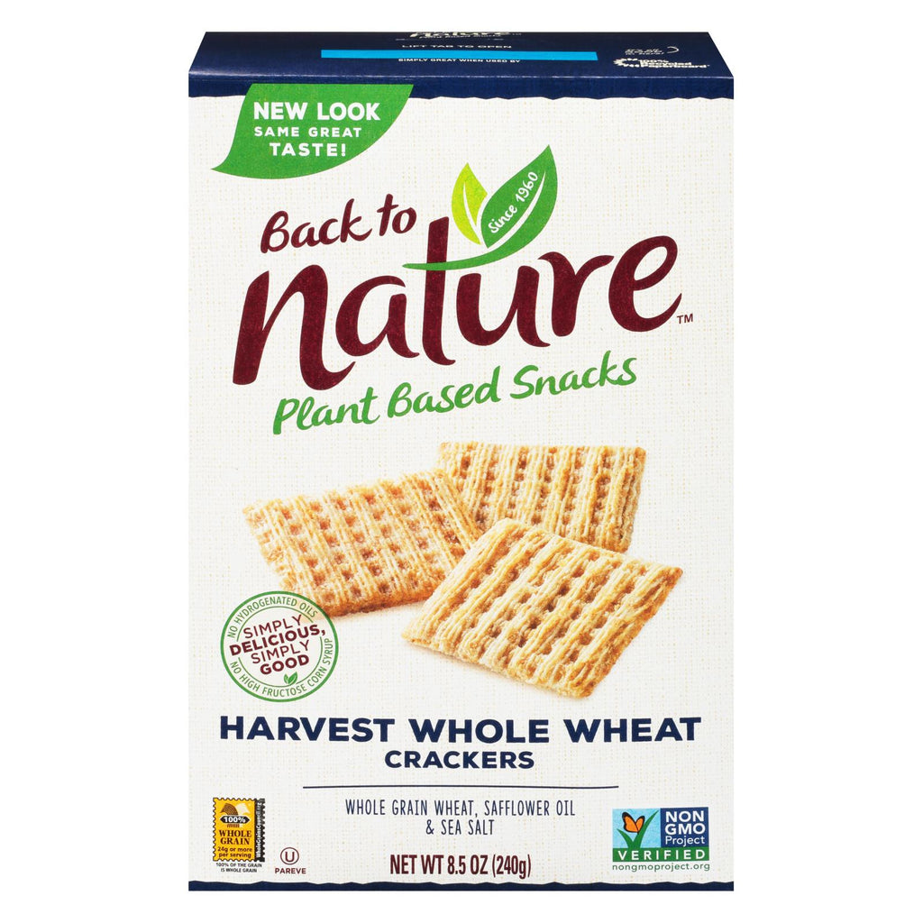 Back To Nature Harvest Whole Wheat Crackers: 8.5 Oz. (Pack of 12), Made with Whole Wheat, Safflower Oil & Sea Salt - Cozy Farm 