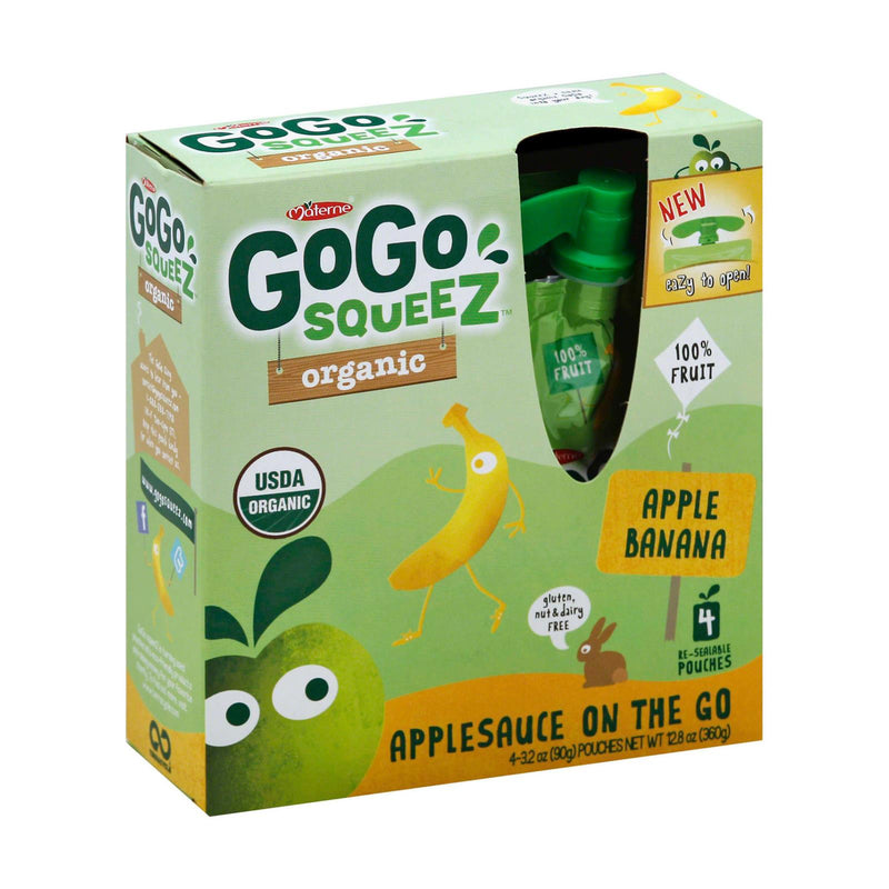 Gogo Squeez Apple Applesauce, Banana, 3.2 oz. (Pack of 12) - Cozy Farm 