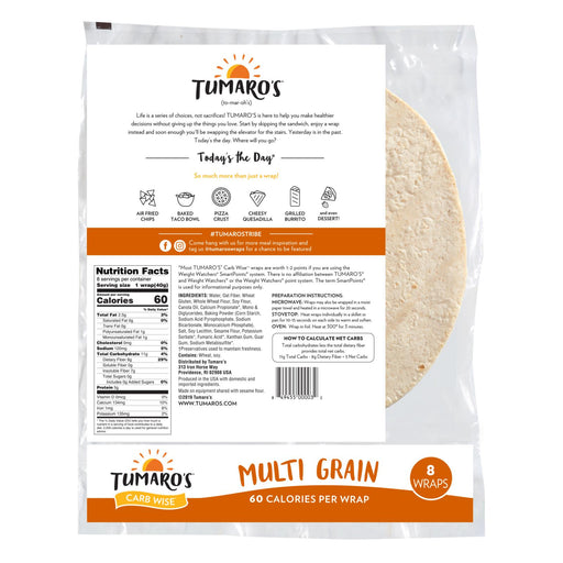 Tumaro's 8-Inch Multi Grain Carb Wise Wraps (Pack of 6 - 8 Ct.) - Cozy Farm 
