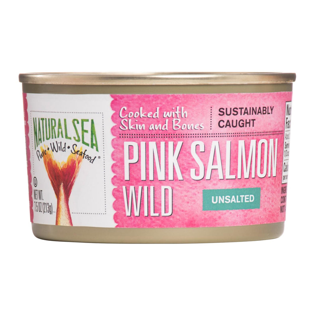 Natural Sea Wild Pink Salmon, Unsalted (Pack of 12 - 7.5 Oz.) - Cozy Farm 