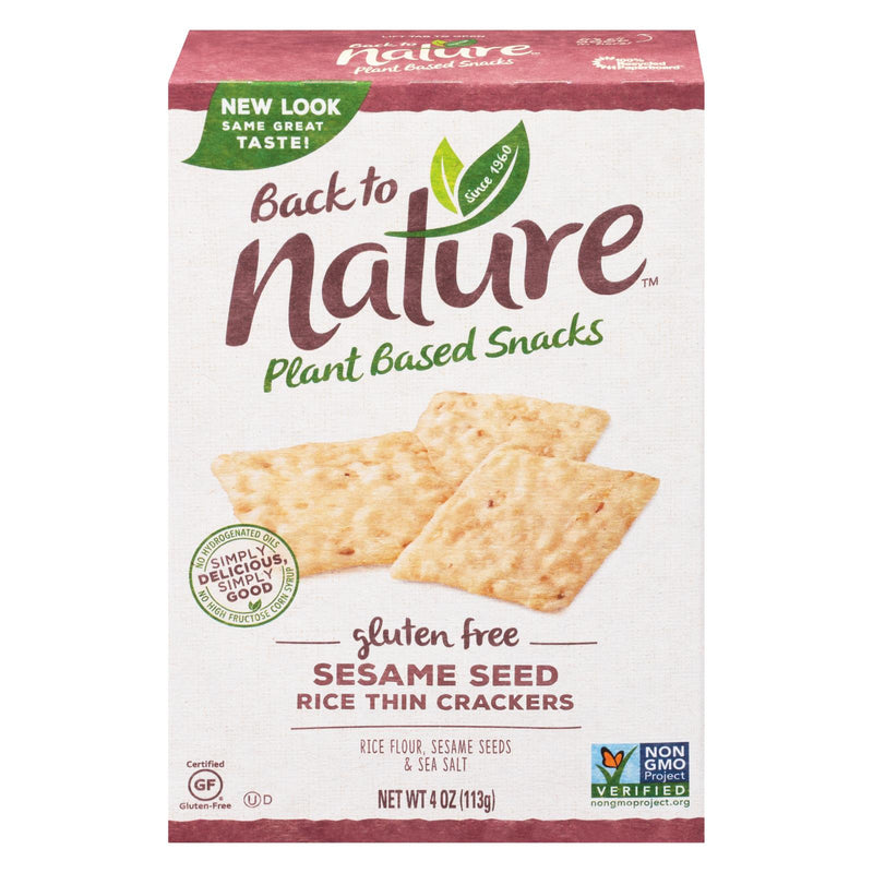 Back To Nature Rice Thin Crackers with Sesame Seeds (12 count, 4 Oz. per pack) - Cozy Farm 