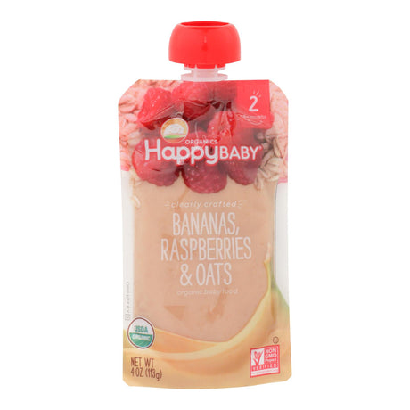 Happy Baby Clearly Crafted Bananas, Raspberries and Oats - 16 Packets (4 Oz. Each) - Cozy Farm 