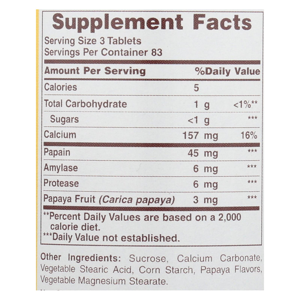 American Health Original Papaya Enzyme Chewable (Pack of 250 Tablets) - Cozy Farm 