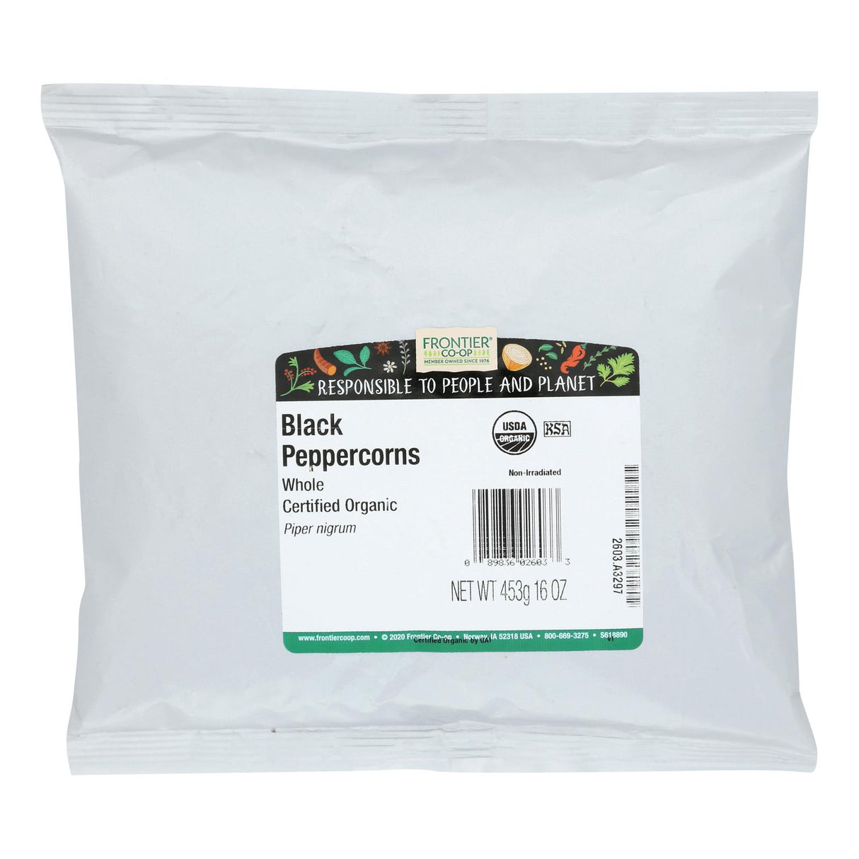 Frontier Herb Organic Whole Black Peppercorns: 1lb Pack - Cozy Farm 