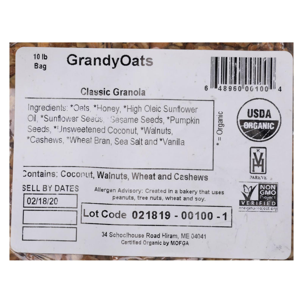 Granola Classic (Pack of 10lb) by Grandy Oats - Cozy Farm 