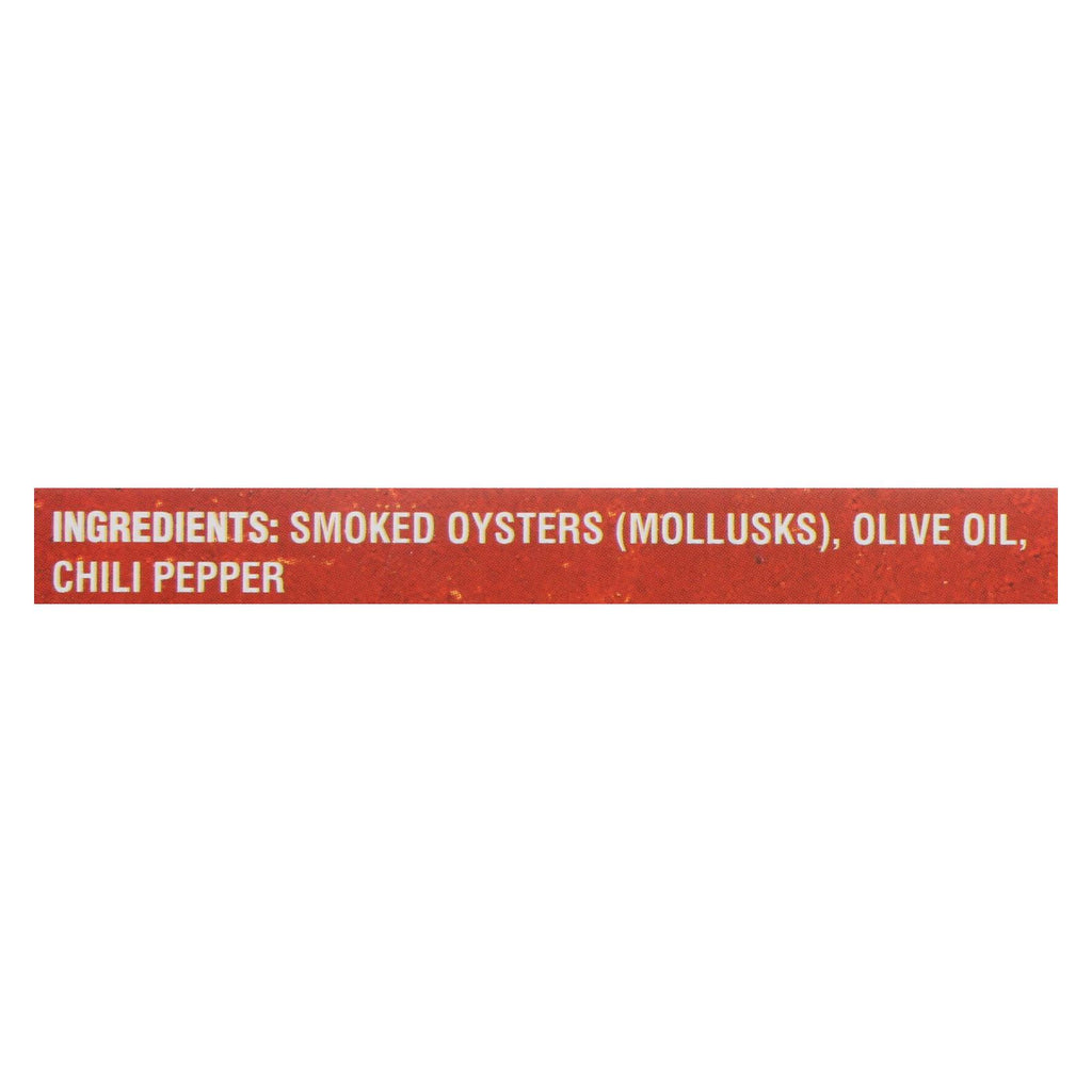 Crown Prince Oysters (Pack of 18) - Smoked with Red Chili Pepper - 3 Oz. - Cozy Farm 