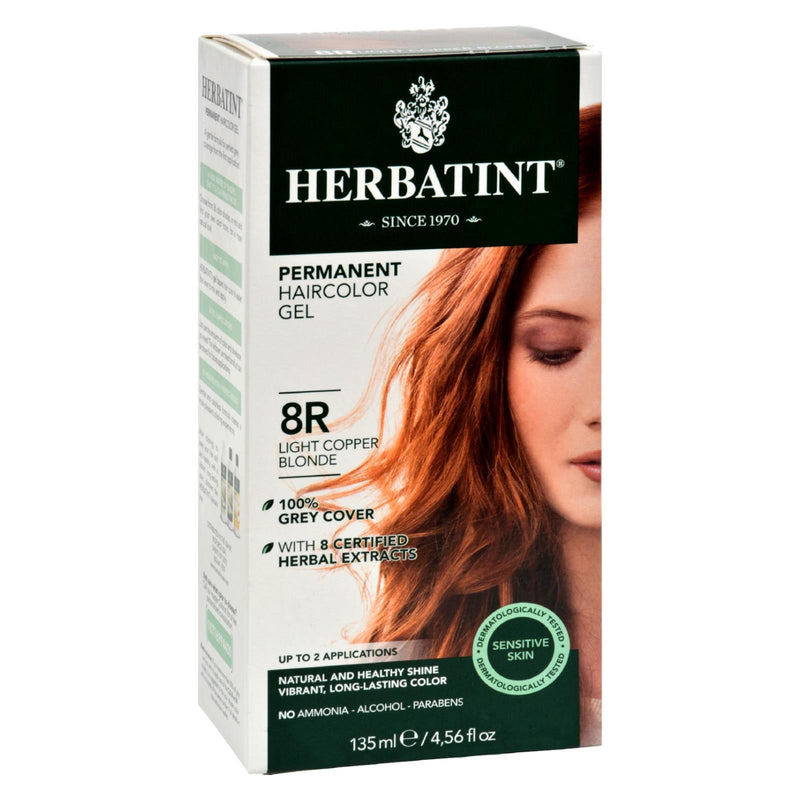 Herbatint Permanent Herbal Hair Colour Gel 8R Light Copper Blonde 135ml - Cozy Farm 