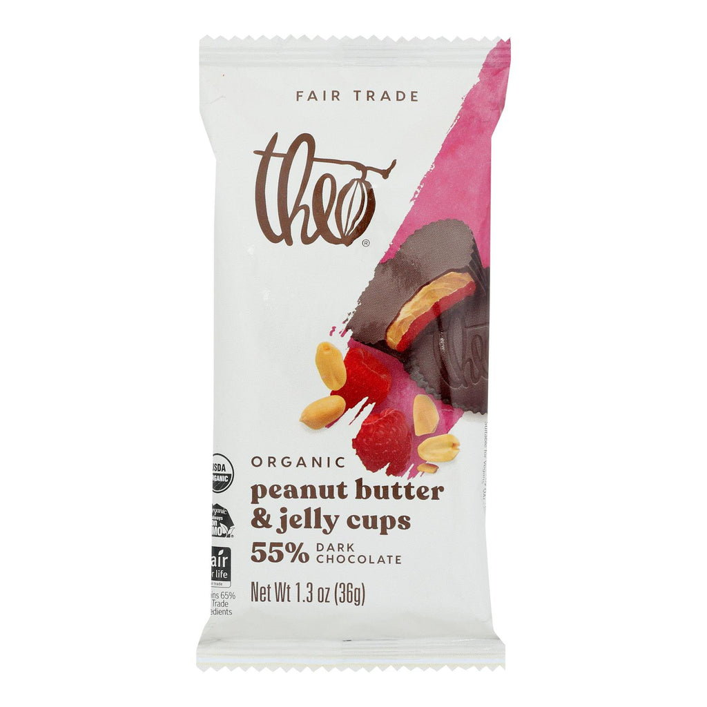 Theo Chocolate - Cups Peanut Butter & Jelly - Case Of 12 - 1.3 Oz - Cozy Farm 
