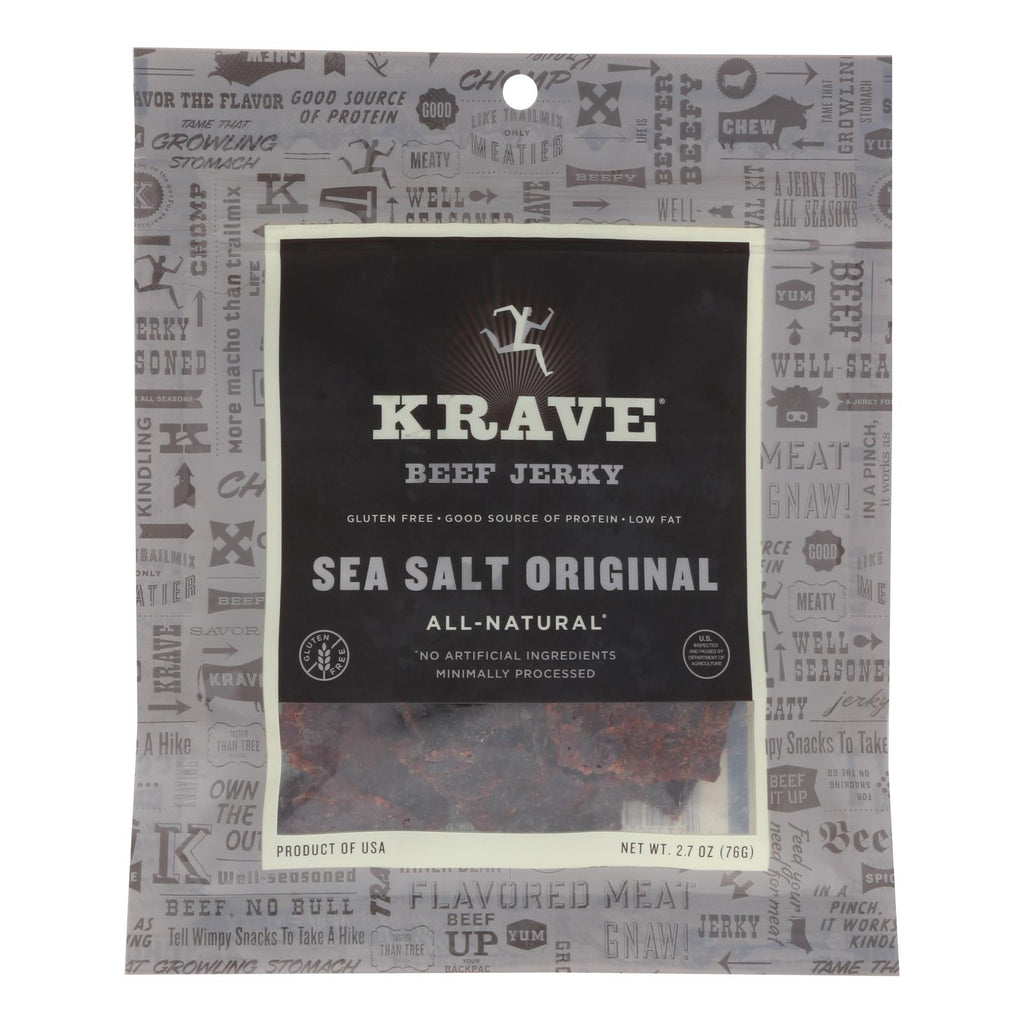 Krave Beef Jerky - Sea Salt Original (Pack of 8, 2.7 Oz.) - Cozy Farm 