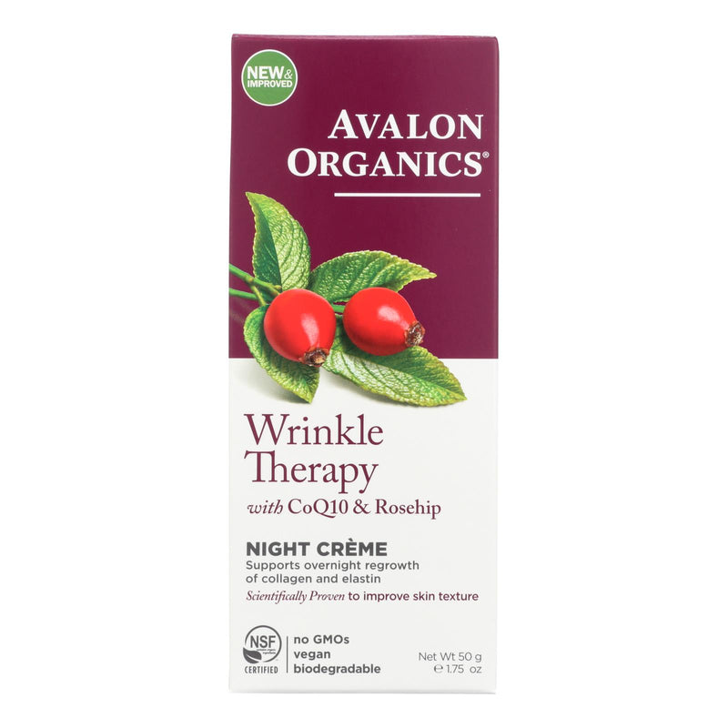 Avalon Organics CoQ10 Wrinkle Defense Night Cream, Anti-Aging Face Moisturizer for All Skin Types, 1.75 Fl Oz - Cozy Farm 