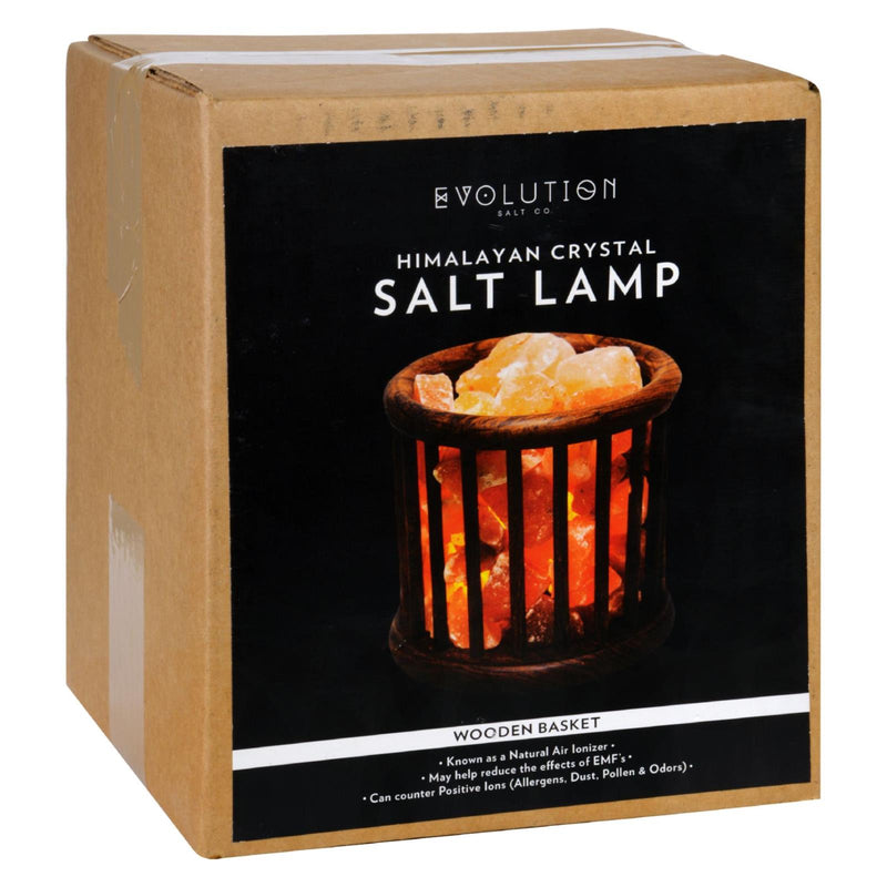 Evolution Natural Himalayan Salt Crystal Lamp in Wooden Basket - Cozy Farm 