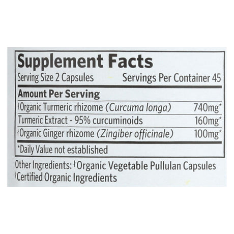 Organic India Turmeric Formula Supplement, 90 Vegetarian Capsules - Cozy Farm 