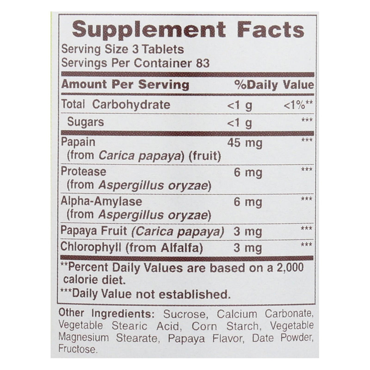 American Health Chewable Papaya Enzyme with Chlorophyll (250 Tablets) - Cozy Farm 