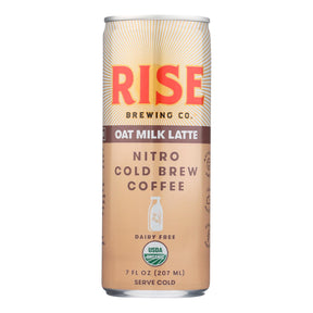 Rise Brewing Co. Nitro Cold Brew Coffee, Oat Milk Latte, 7 Fl Oz, Pack of 12 - Cozy Farm 