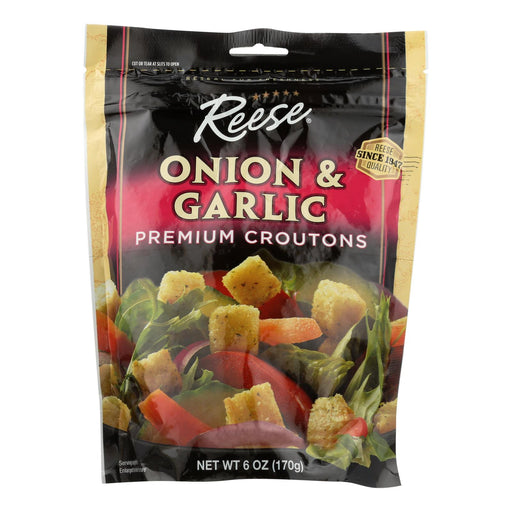 Resealable Rese's Premium Onion and Garlic Croutons (Pack of 12 - 6 Oz.) - Cozy Farm 