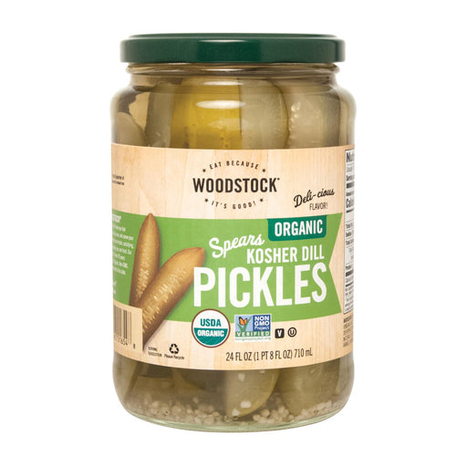 Woodstock Organic Kosher Dill Pickle Spears, 24 Fl Oz (Pack of 6) - Cozy Farm 